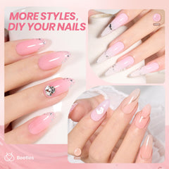 Beetles Jelly Gel Nude Pink Milky swatch pour un effet nude doux et subtil
