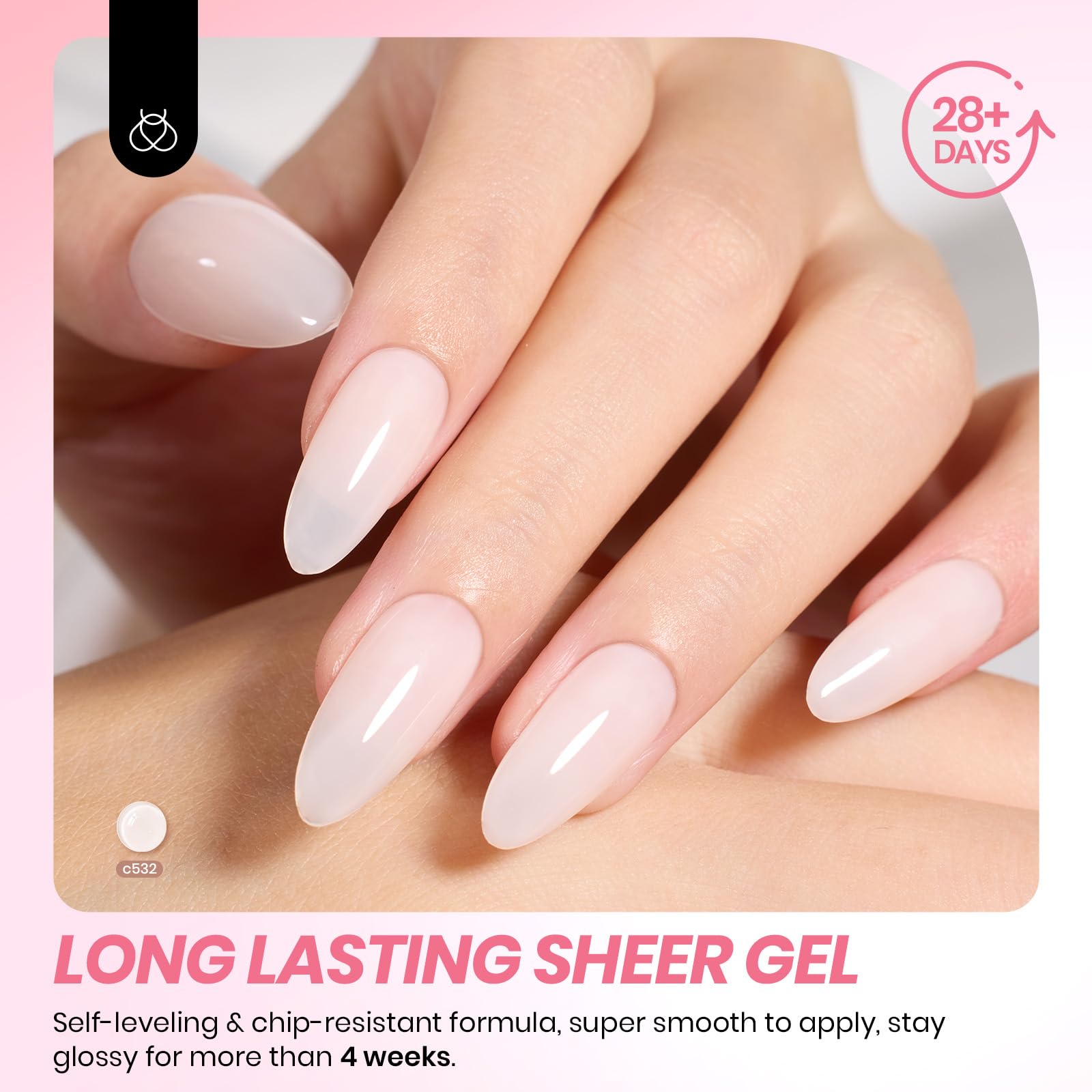 Beetles Jelly Gel Nude Pink swatch, nude rose translucide pour French nails
