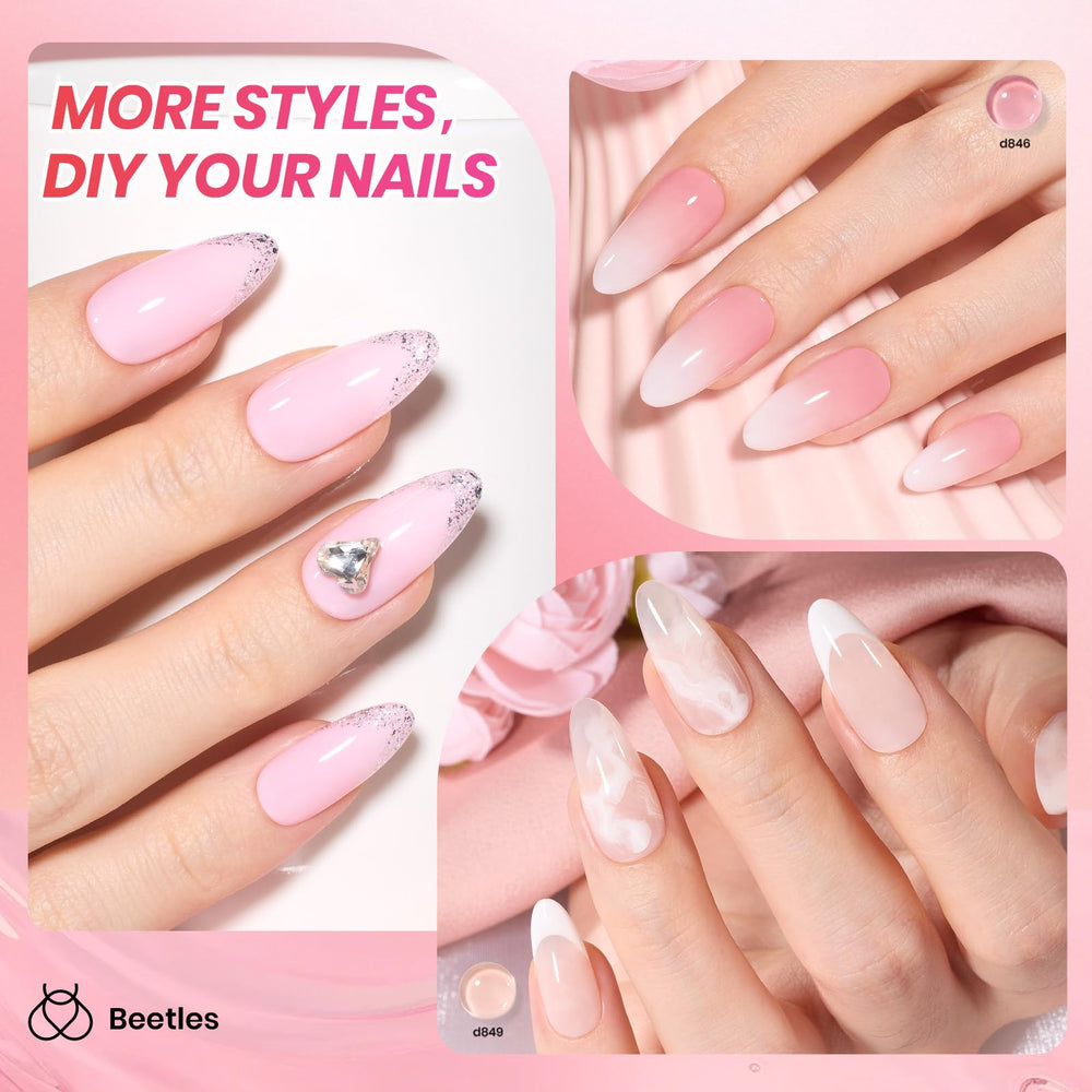 Beetles Jelly Gel nude rose lait translucide pour ongles élégants.