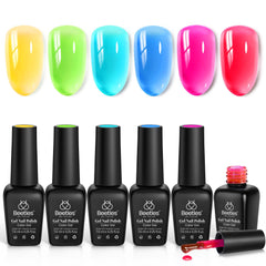 Beetles Jelly Gel Polish Set : palette estivale de 6 couleurs lumineuses pour ongles.