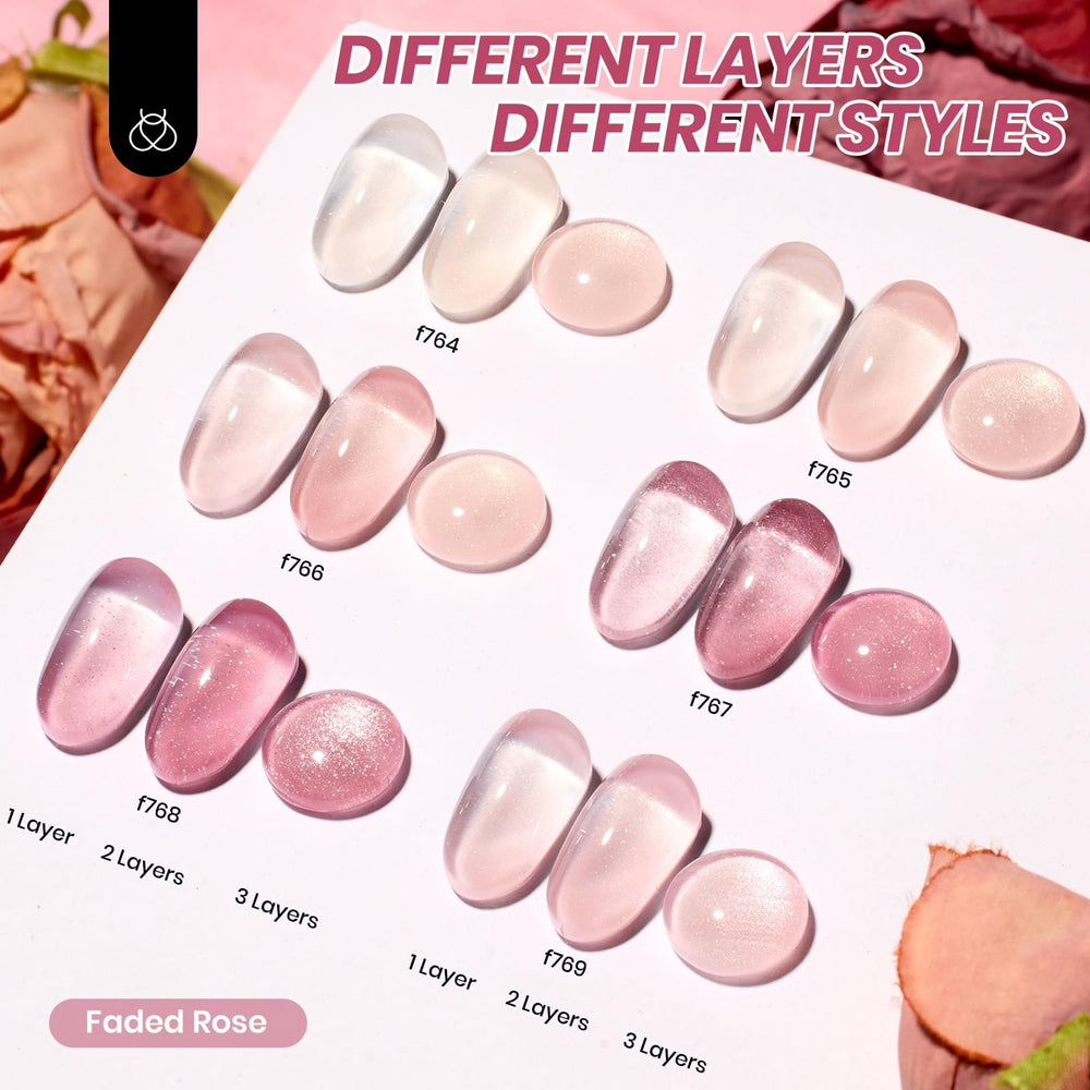 Beetles Jelly Gel nude rose avec paillettes, parfait pour un look glamour discret.