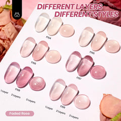 Beetles Jelly Gel nude rose avec paillettes, parfait pour un look glamour discret.