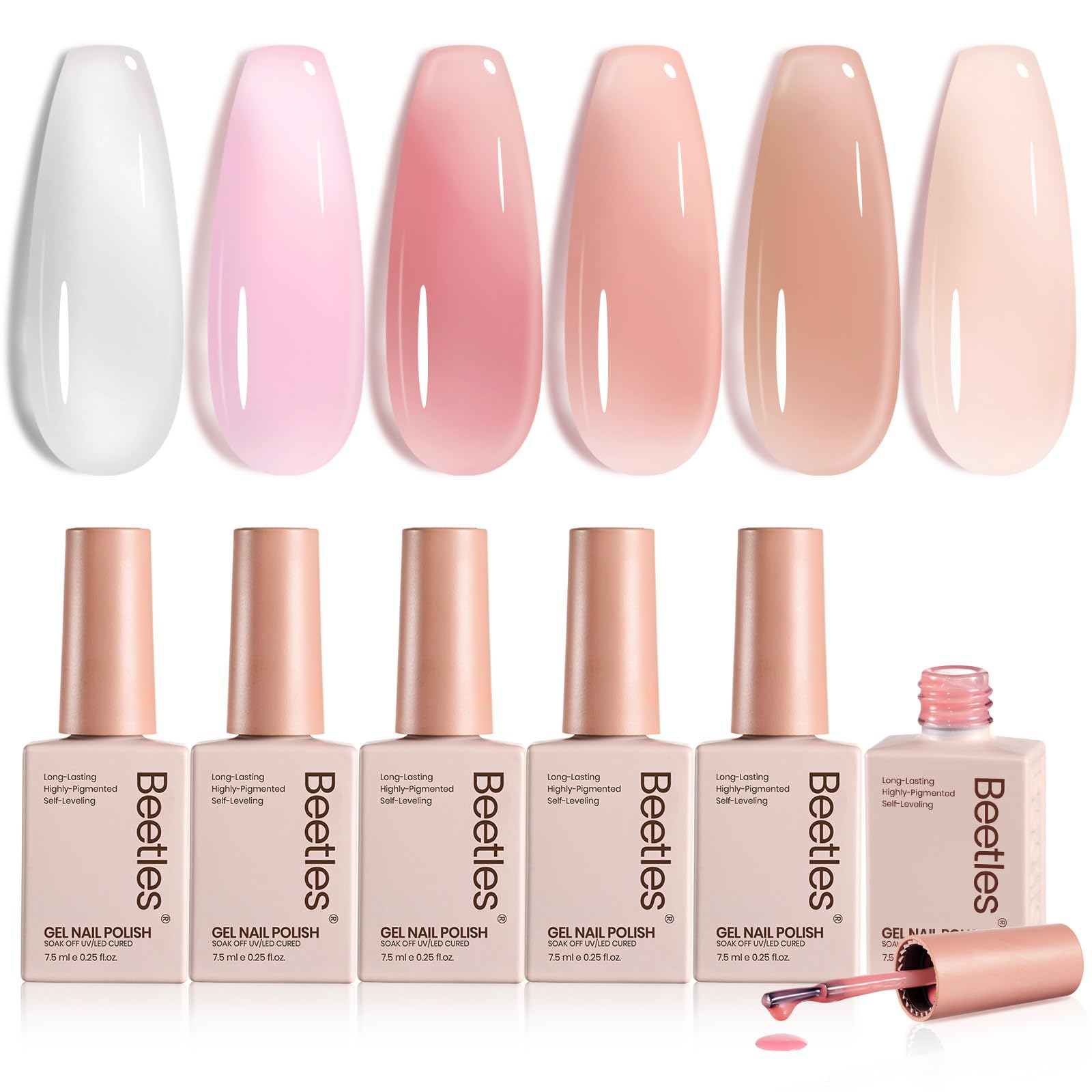 Beetles Jelly Gel vernis ensemble de 6 couleurs, idéal pour varier le look.