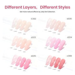 Beetles Jelly Gel vernis rose nude translucide pour un look naturel et brillant.