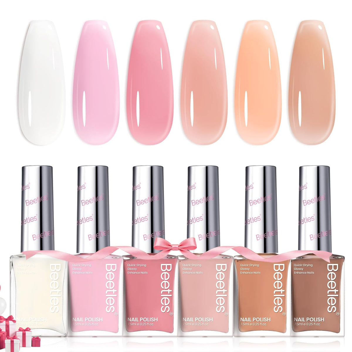 Beetles Jelly Vernis : ensemble de 6 teintes rose et nude pour un usage quotidien.