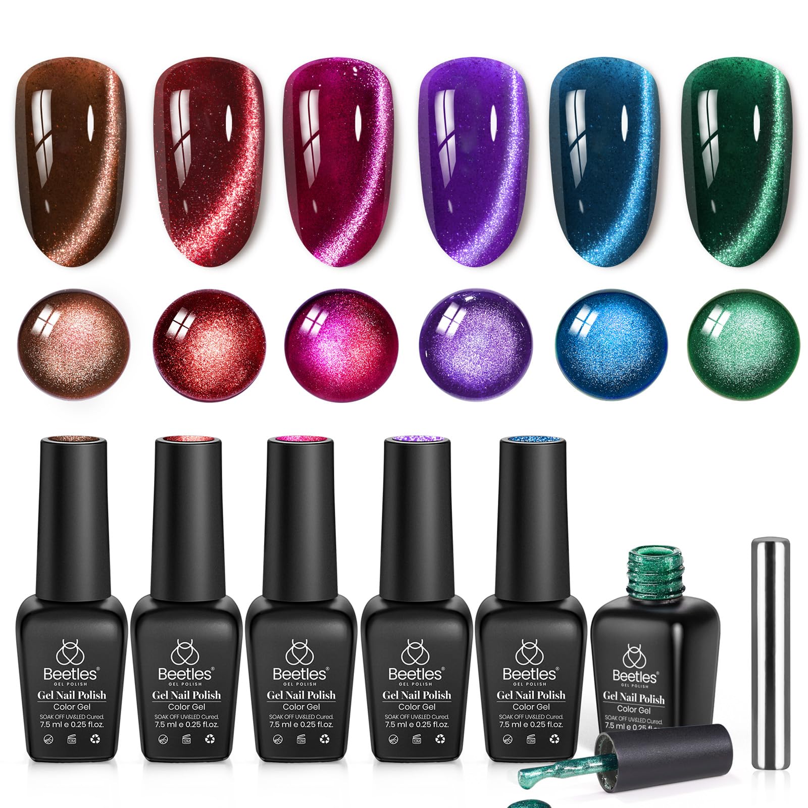 Beetles Jewel Parade vernis rouge avec effet cat eye, parfait pour fêtes à domicile