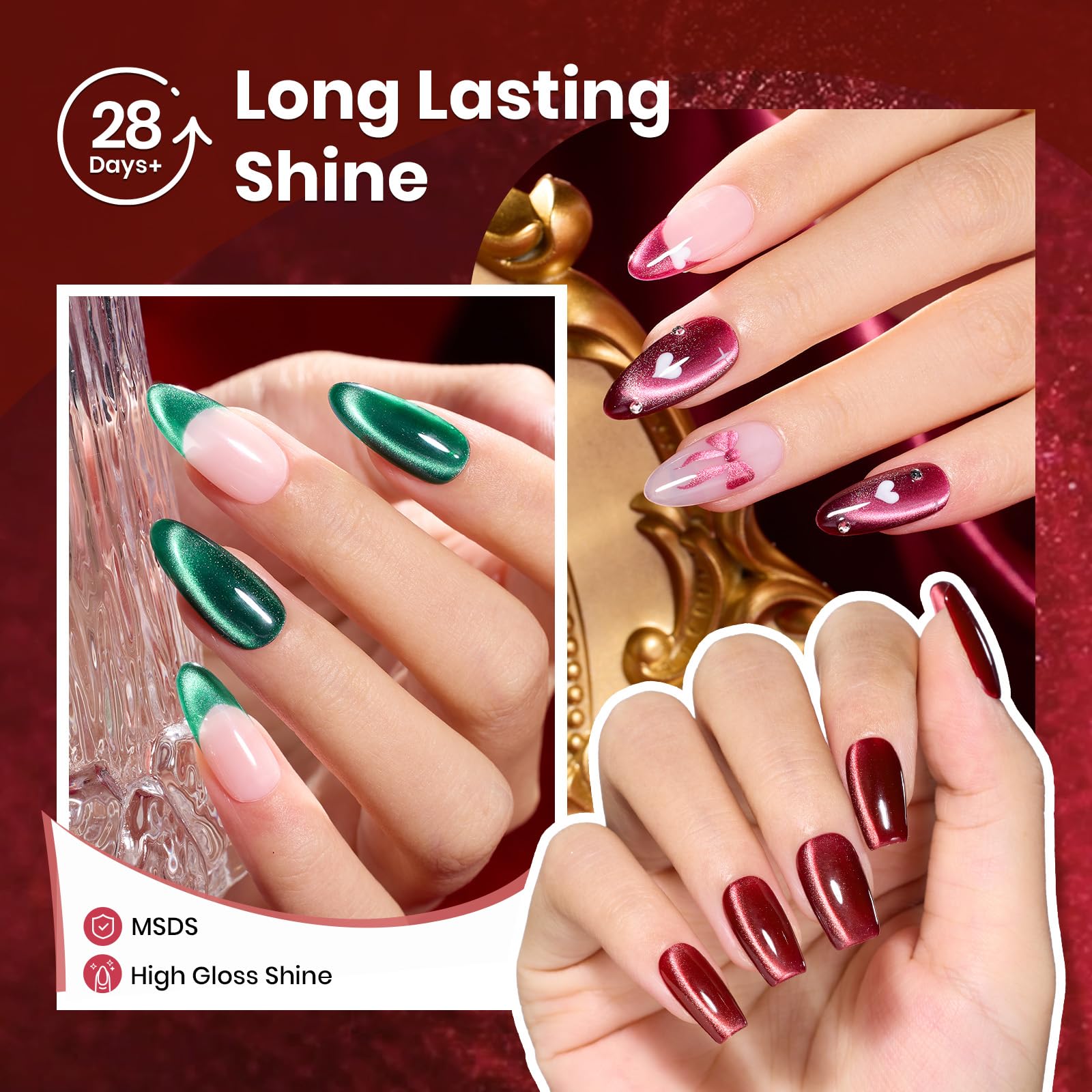 Beetles Jewel Parade vernis vert avec effet cat eye, style chic