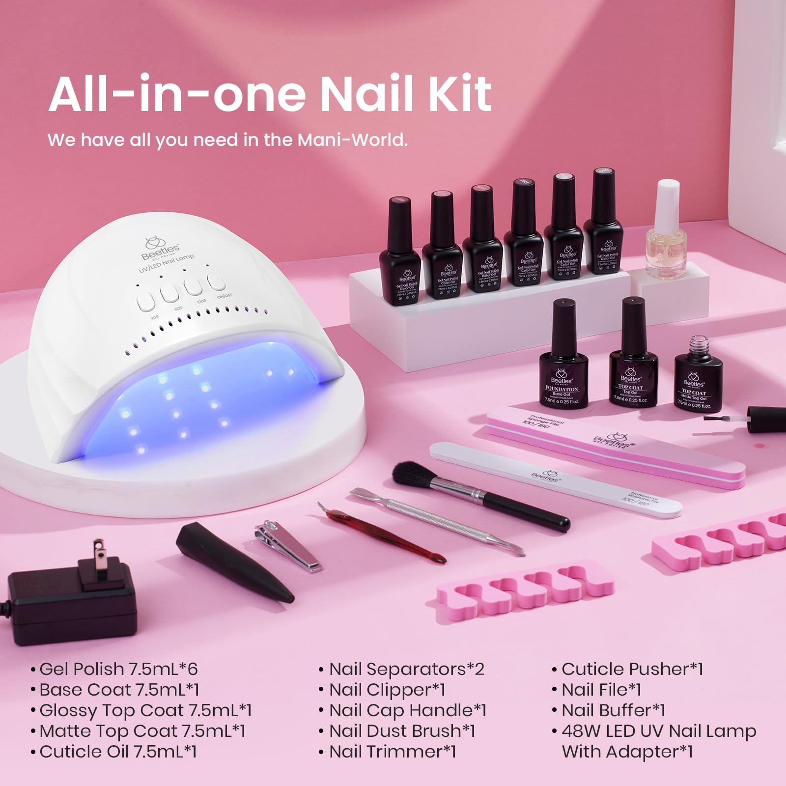 Beetles Kit Accessoires Manucure: outils complets pour préparer et colorer les ongles
