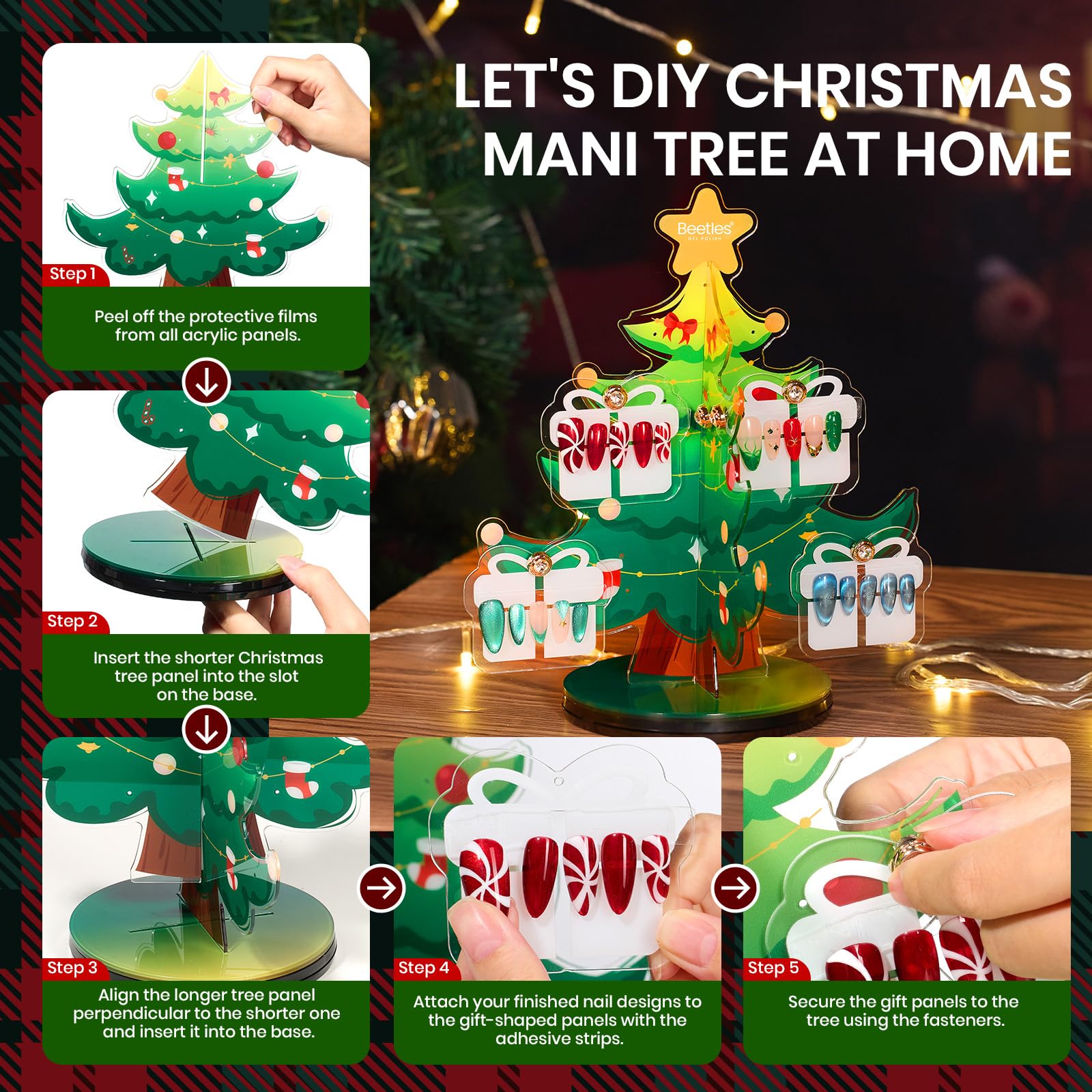 Kit complet prêt à offrir pour une manucure à domicile festive.