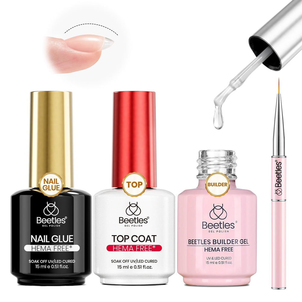 Beetles kit extension gel HEMA-free, 15ml, pose facile et durable.
