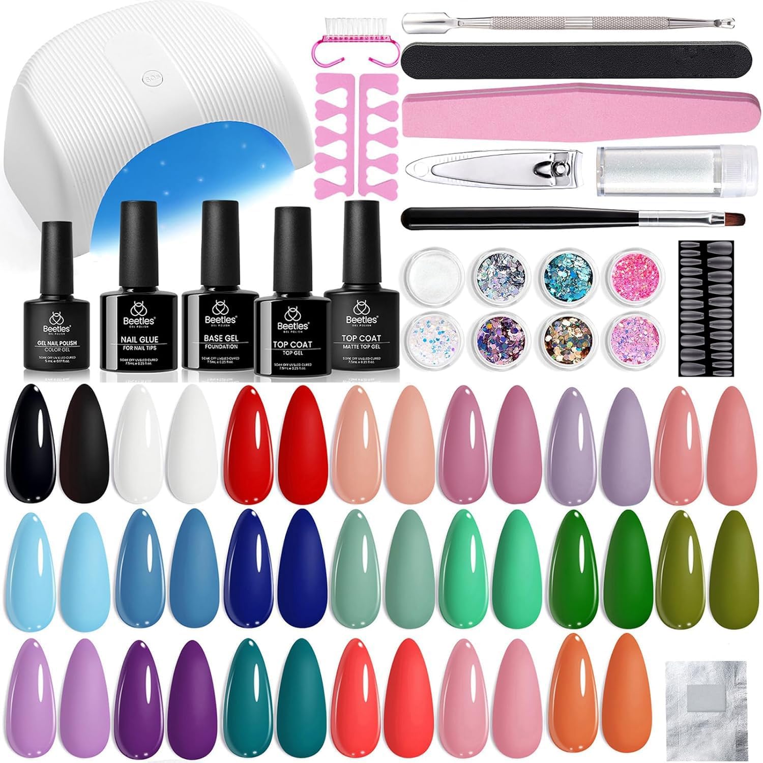 Beetles kit gel ongles avec lampe UV, manucure à domicile