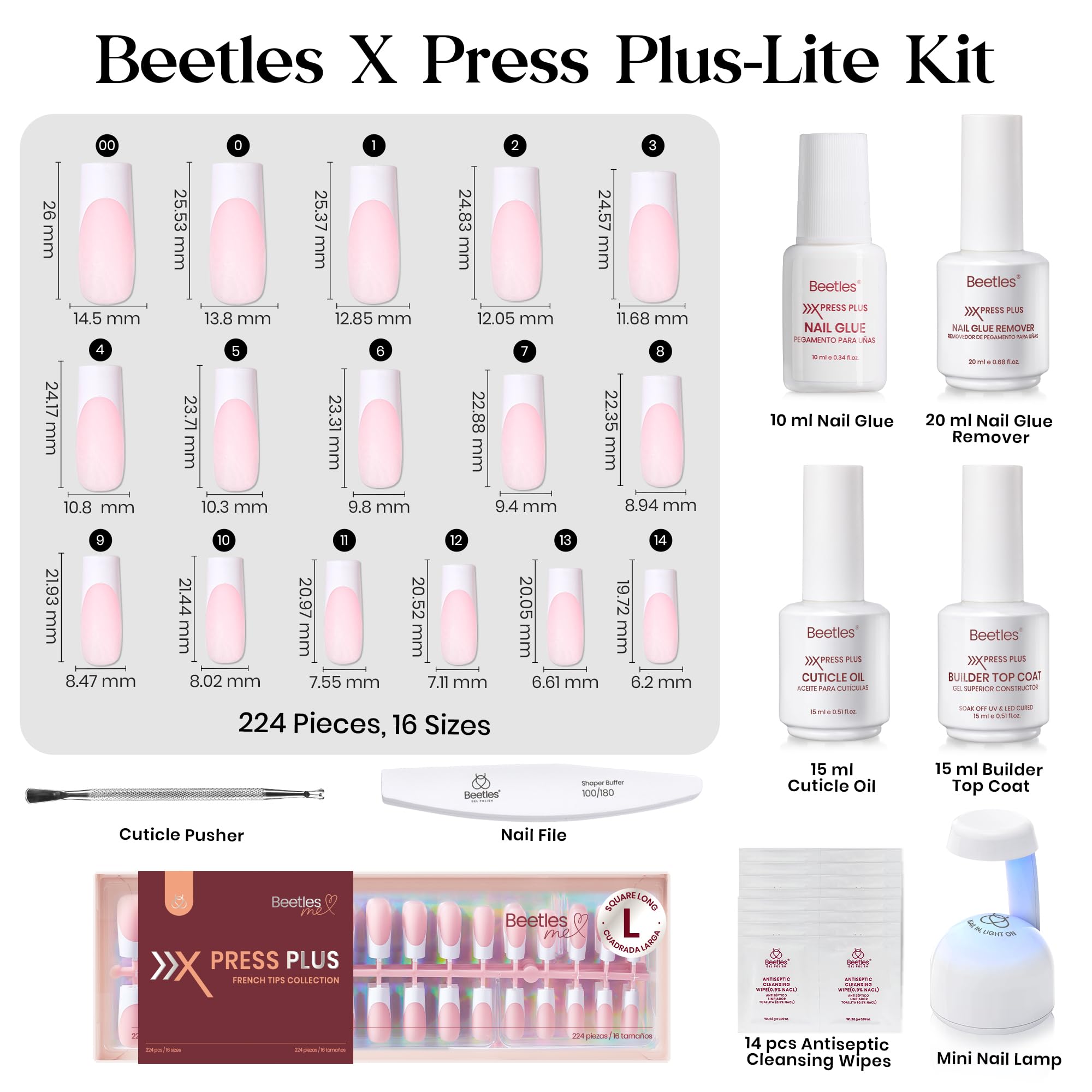 Beetles kit ongles a poser Rose – dissolvant 20 ml pour retirer facilement les faux-ongles.
