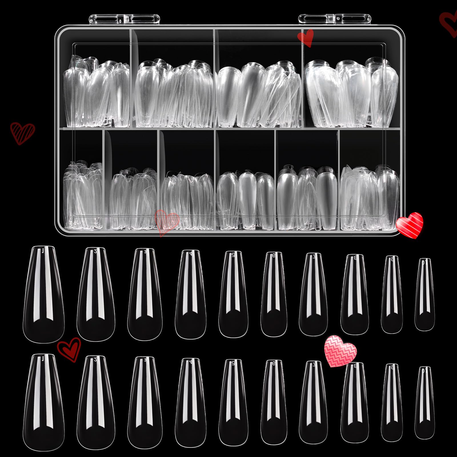 Boîte Beetles Kit Ongles en Gel: 500 pièces pour extensions faciles à faire soi-même.