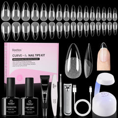 Beetles kit ongles Gel Curve-EX Amande Medium, 320 embouts pour ajustement précis.