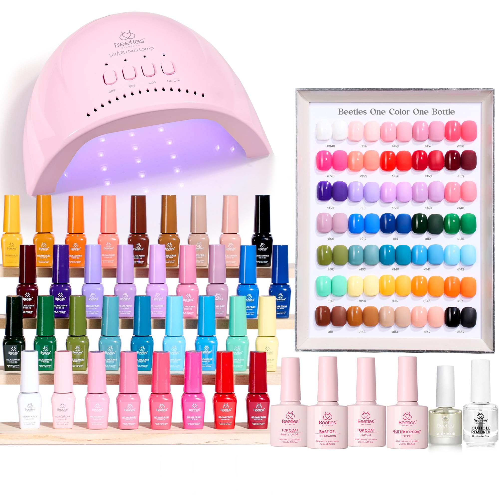 Beetles kit gel 68 pièces avec lampe UV, prêt pour une manucure maison efficace