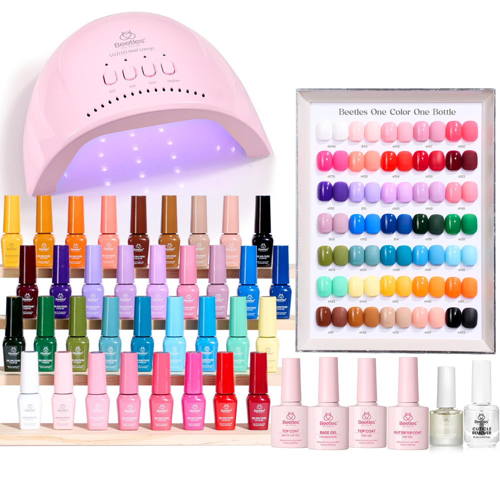 Beetles kit gel 68 pièces avec lampe UV, prêt pour une manucure maison efficace