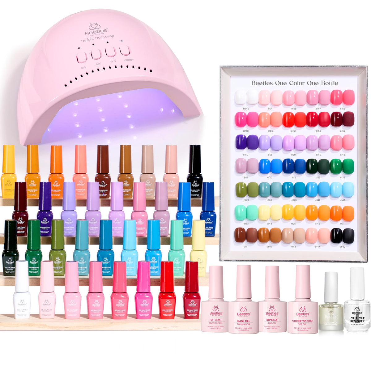 Beetles kit gel 68 pièces avec lampe UV, prêt pour une manucure maison efficace