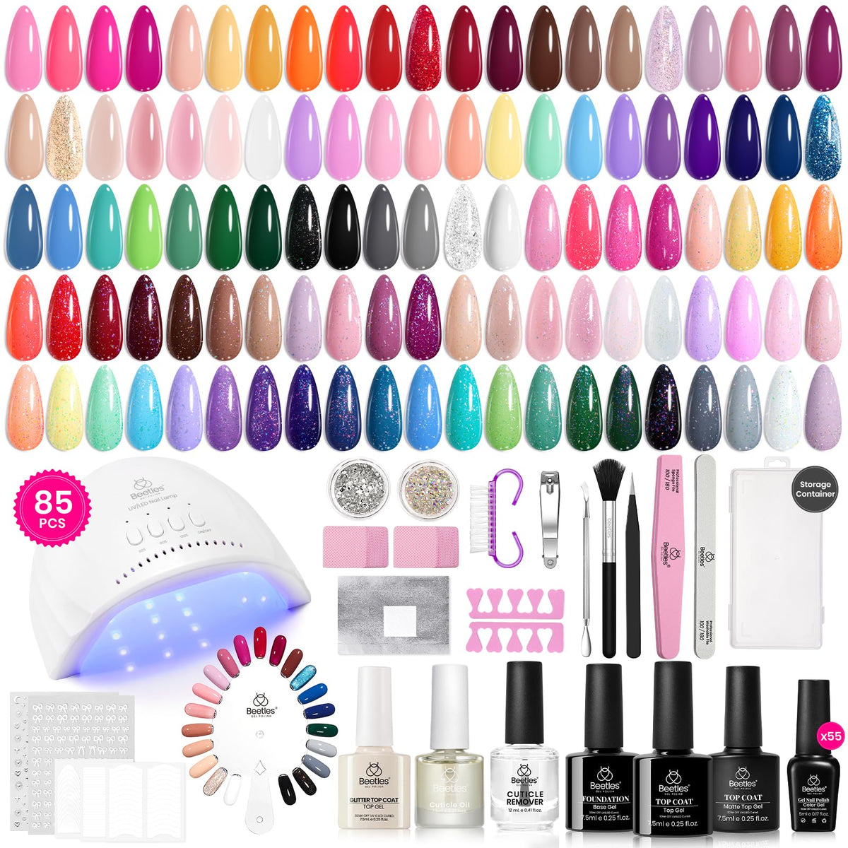 Beetles Kit Vernis Gel avec Lampe UV pour des poses rapides et durables
