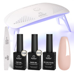 Beetles kit vernis gel nude avec lampe UV, pour une manucure maison pratique.