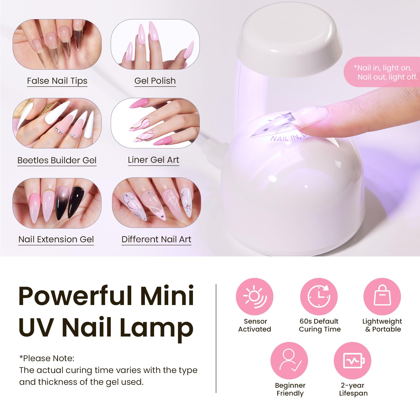 Beetles Mini Lampe UV: cure rapide pour extensions.