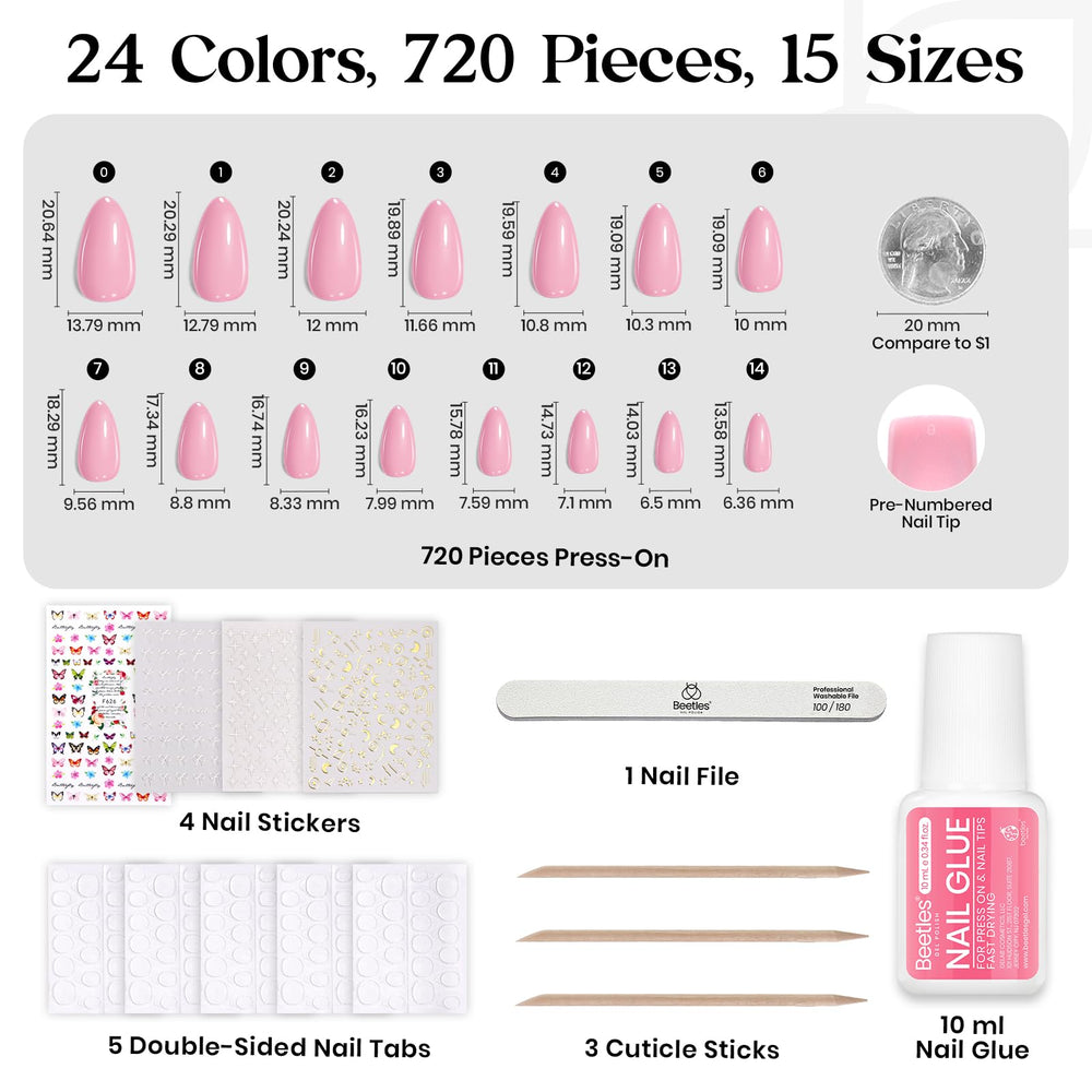 Beetles languettes adhésives ongles – 120 pièces sans UV