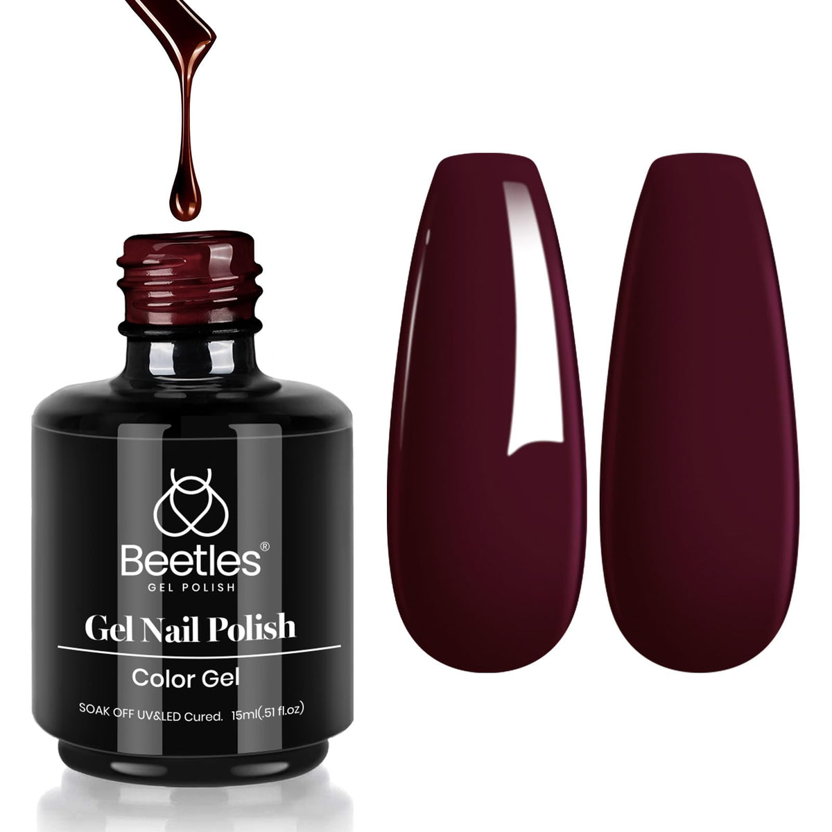 Beetles Merlot Wine - bouteille : couleur riche et durable pour une manucure élégante.