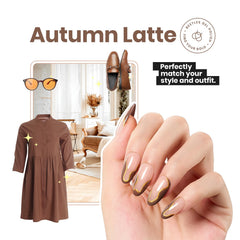 Beetles Mocha Mousse sur ongles neutres brun, look élégant et discret