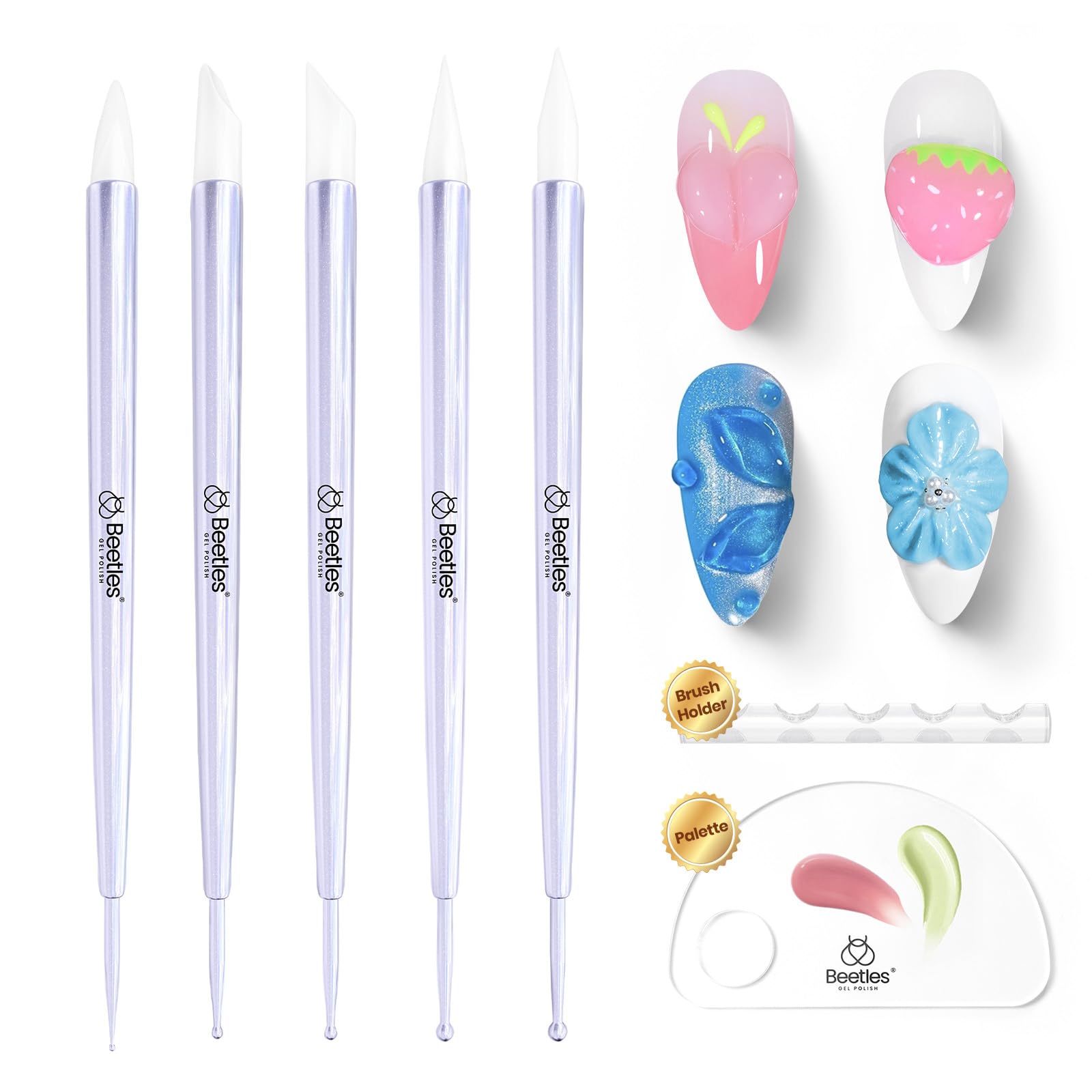 Beetles Gel Polish – Embouts silicone pour gravure délicate et motifs 3D sur ongles.