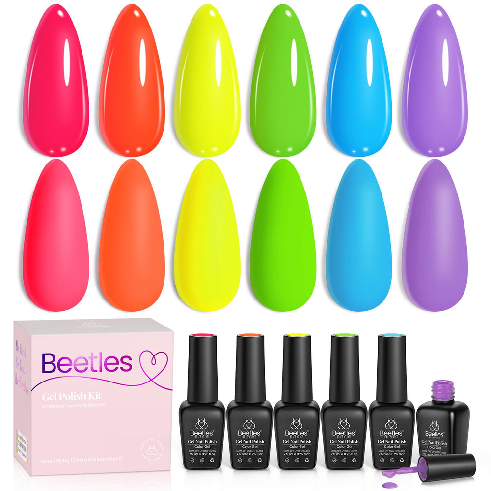 Beetles Neon Gel Vernis Rose Fluo, tenue longue et brillance durable.