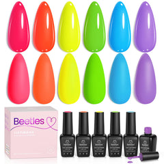 Beetles Neon Gel Vernis Rose Fluo, tenue longue et brillance durable.