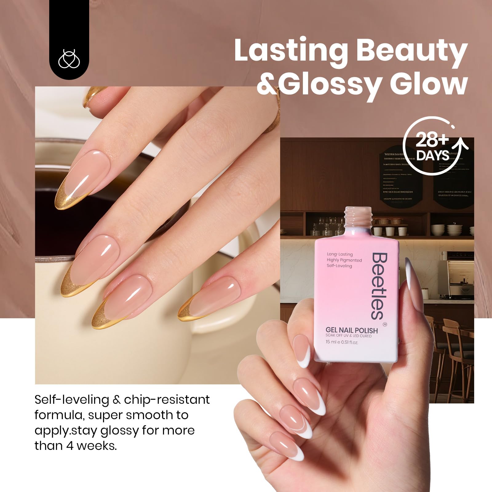 Beetles Nude Brown Gel – brillance durable et tenue impressionnante.