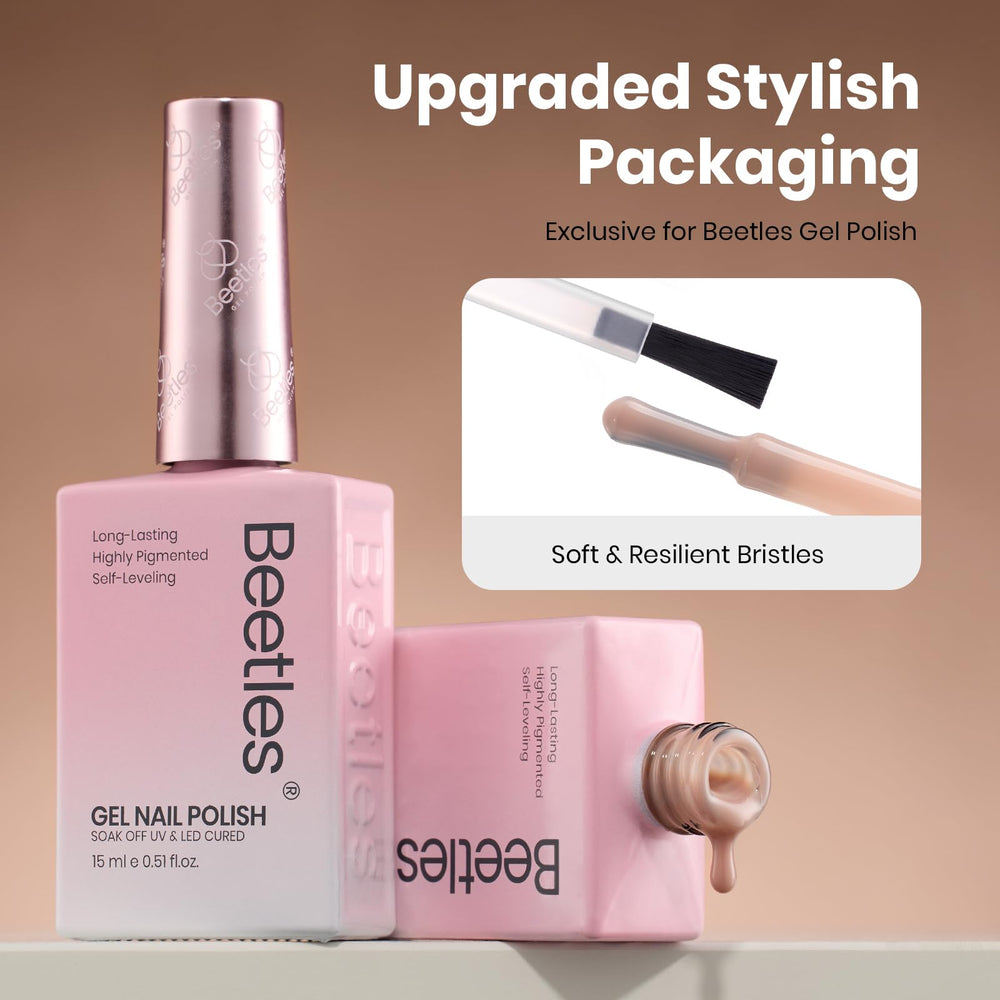 Beetles Nude Brown Gel – coffret cadeau élégant pour une manucure maison.