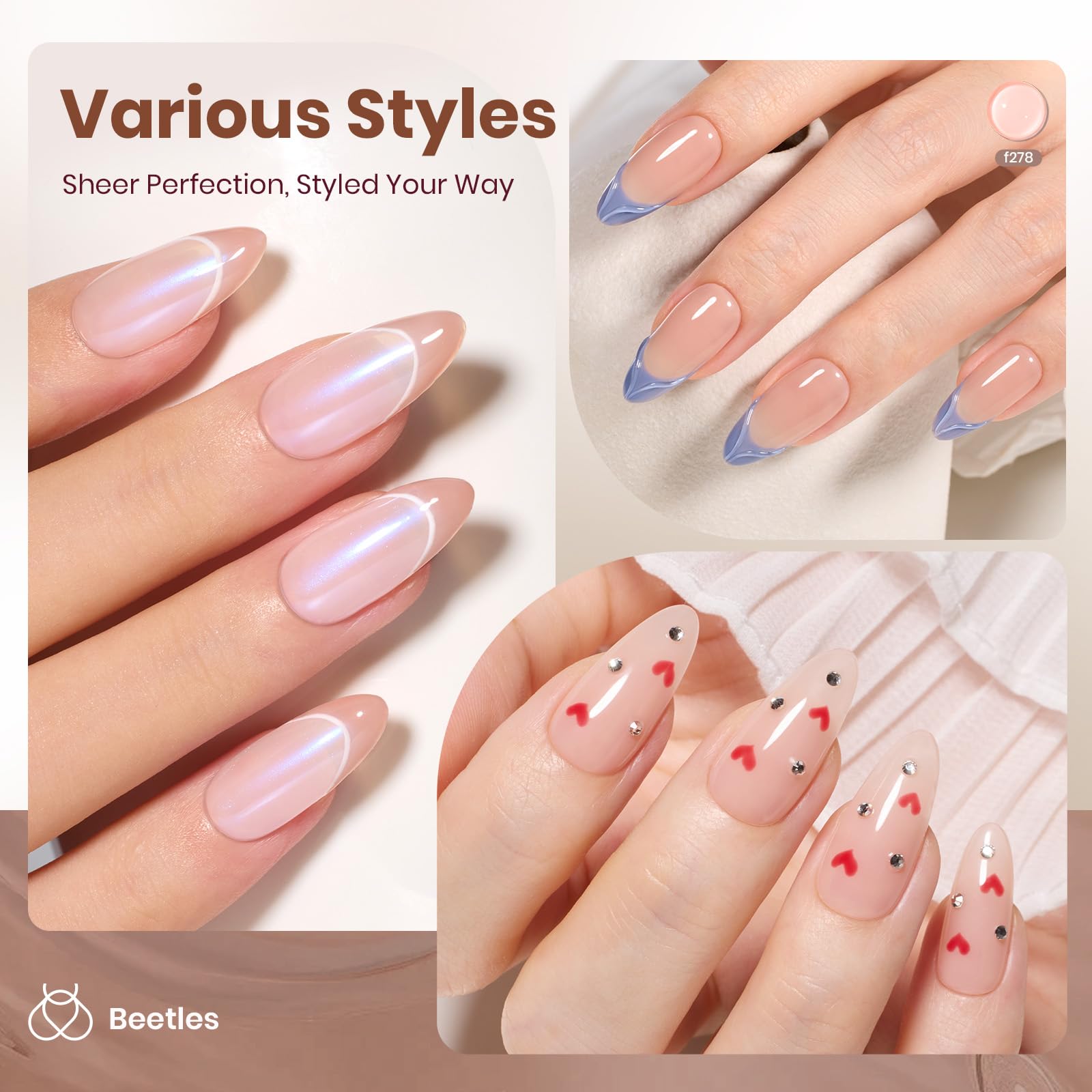 Beetles Nude Brown Gel – séchage UV rapide favorisant une pose efficace.