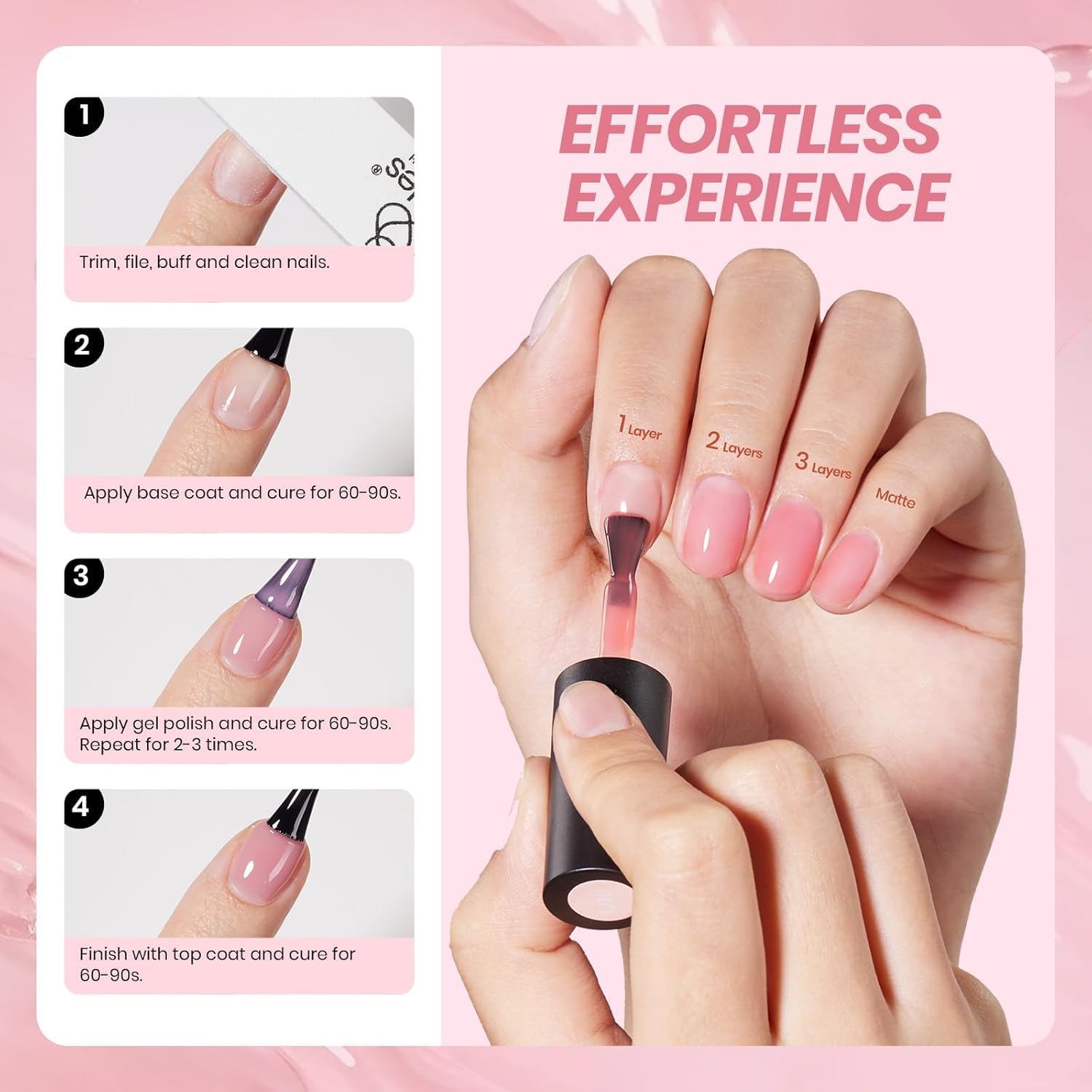 Beetles Gel Polish rose pale: teinte délicate pour un fini discret.