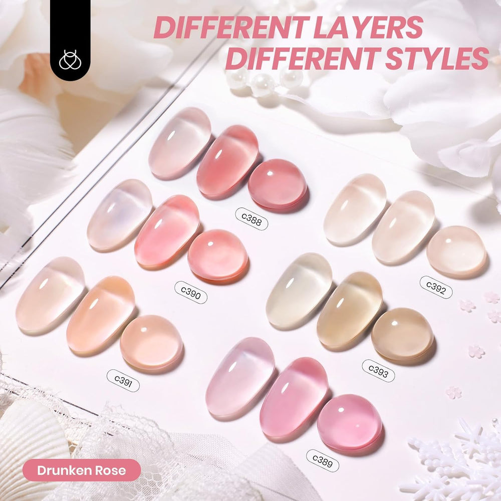 Beetles Gel Polish rose translucide : vernis léger pour couches fines et élégantes.