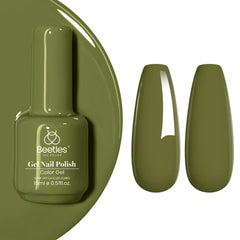 Beetles Vernis Gel Olive Vert en flacon, couleur tendance pour une manucure durable.