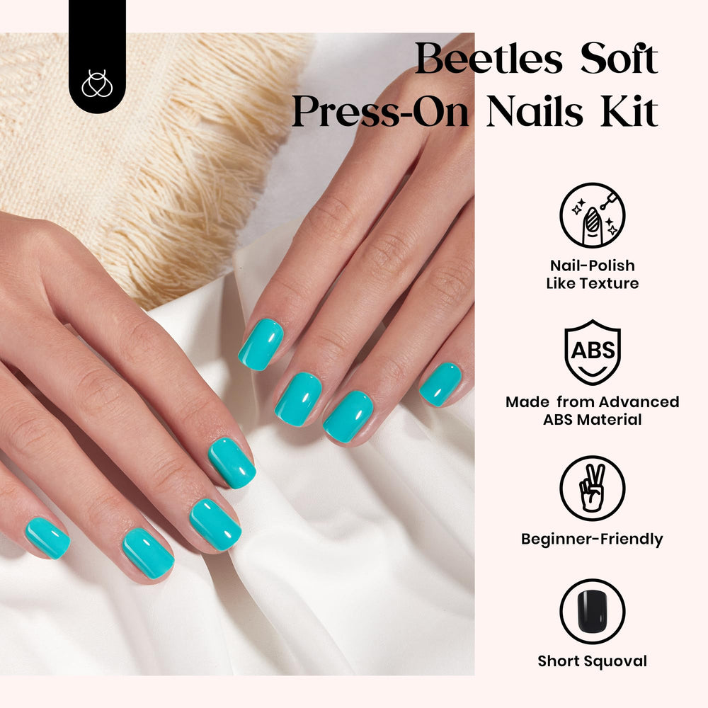 Beetles: ongles courts carrés, prêt-à-utiliser avec résultat naturel.