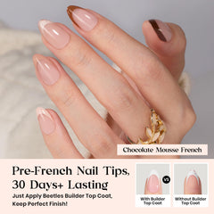 Beetles design nude et French tip préconçus pour rendu salon.
