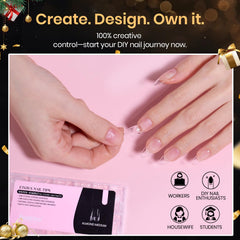 Beetles ongles en gel amande moyen pré-taillés pour application facile.