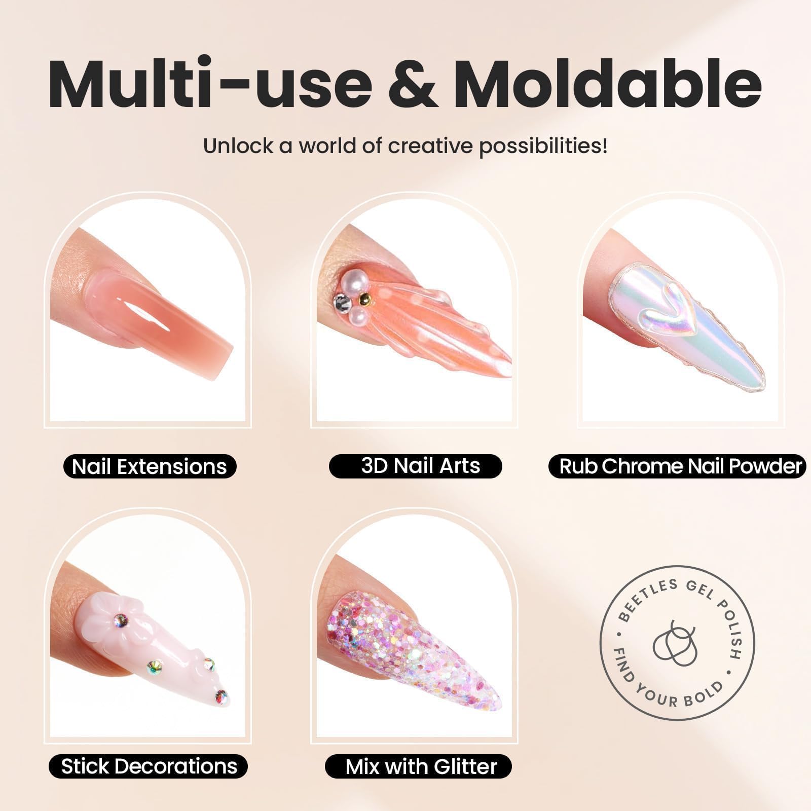 Beetsles Gel: neigeux cone décoré avec strass et perles pour brillance.