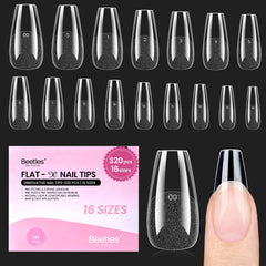 Beetles Flat-X Coffin Medium, 320 pièces, ajustement fiable pour ongles plats