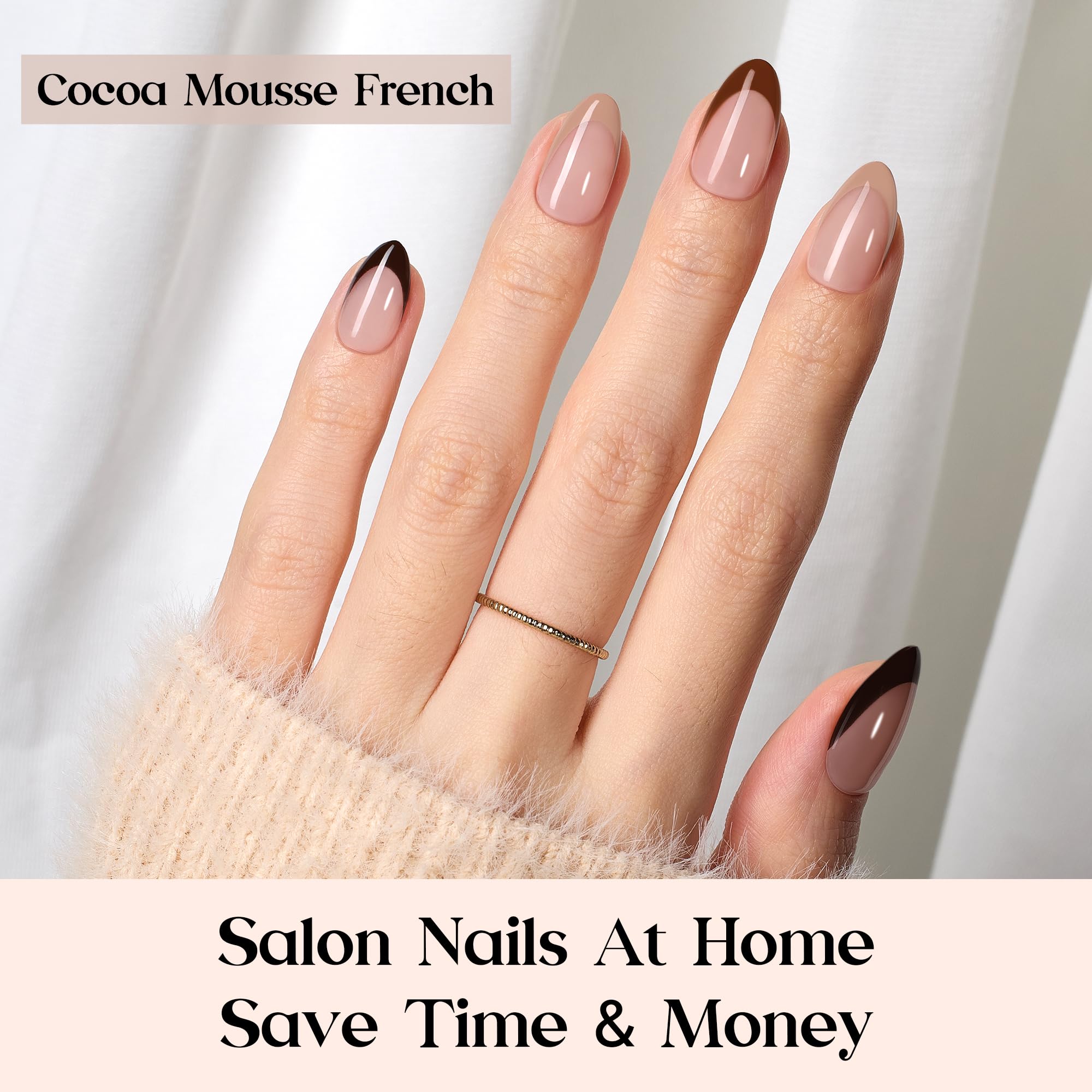 Beetles Gel Polish – gros plan sur le style cocoa mousse et French Tip