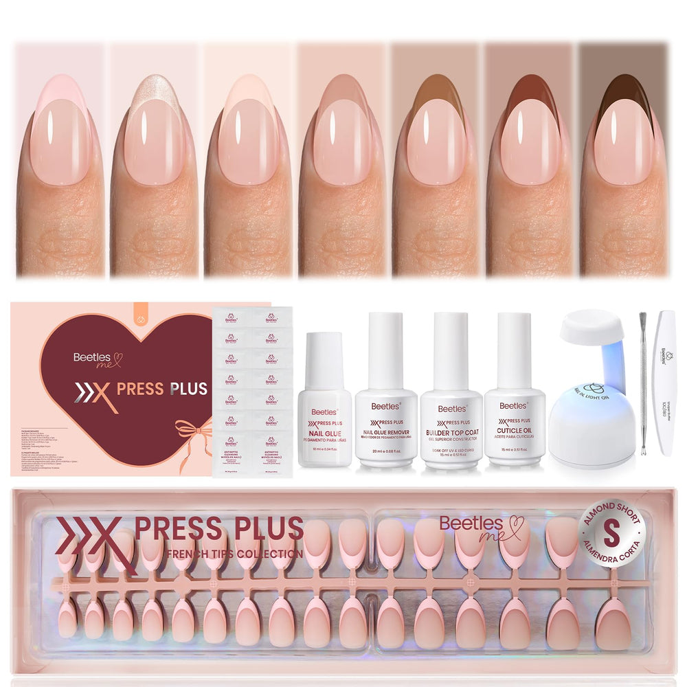 Beetles kit press-on Cocoa Mousse French pour une manucure rapide et durable.