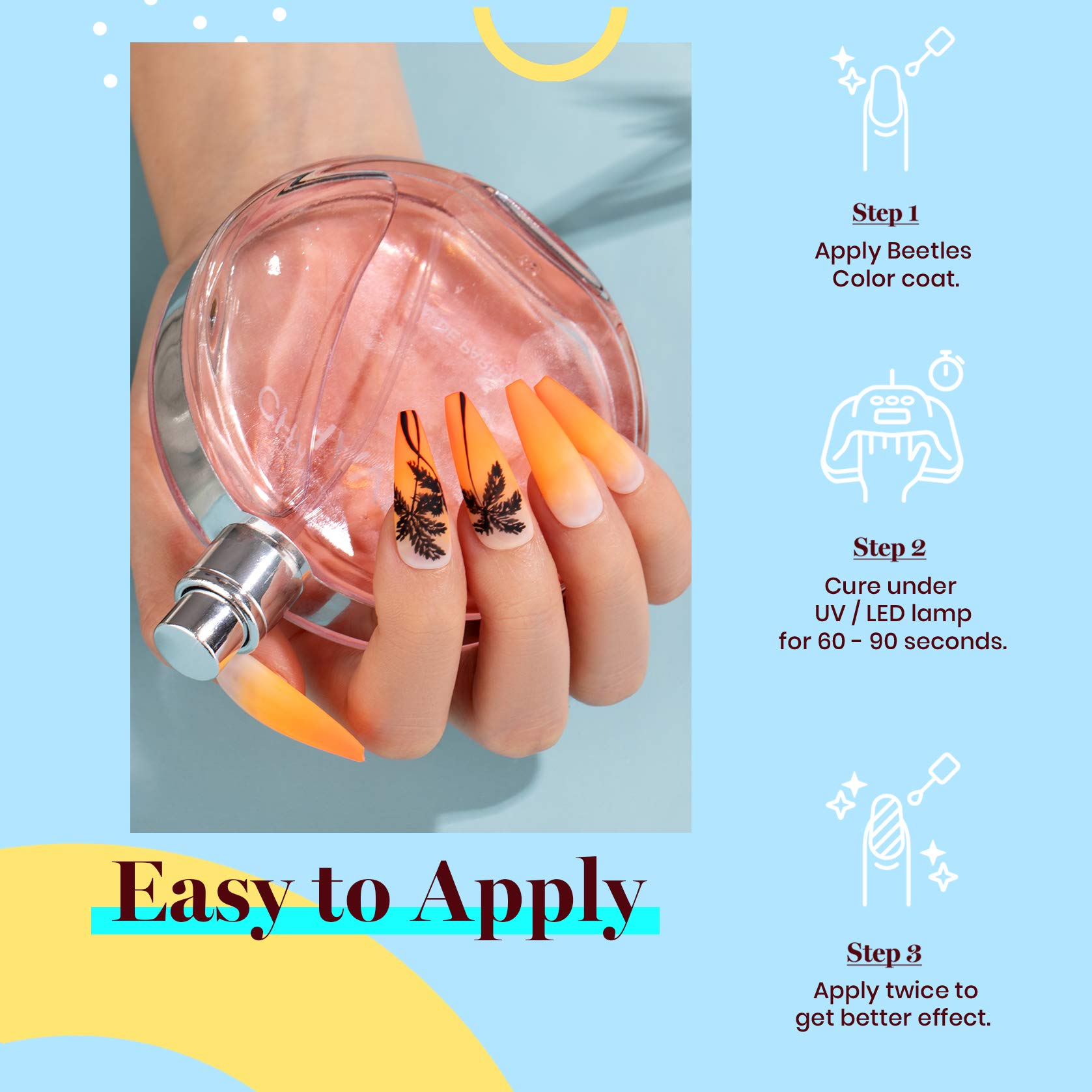Emballage cadeau élégant Beetles Gel Polish Orange Néon.