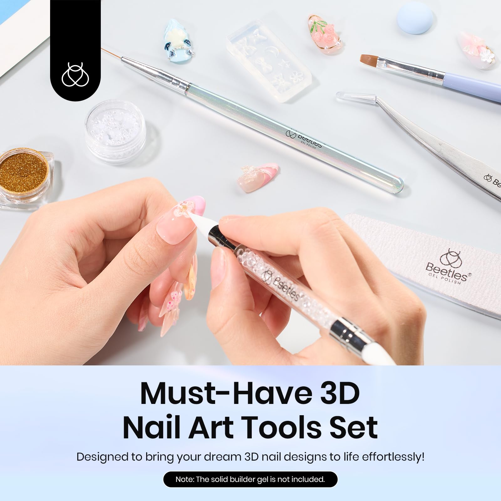 beetles outil silicone manicure double-tête pour modelage 3d précis