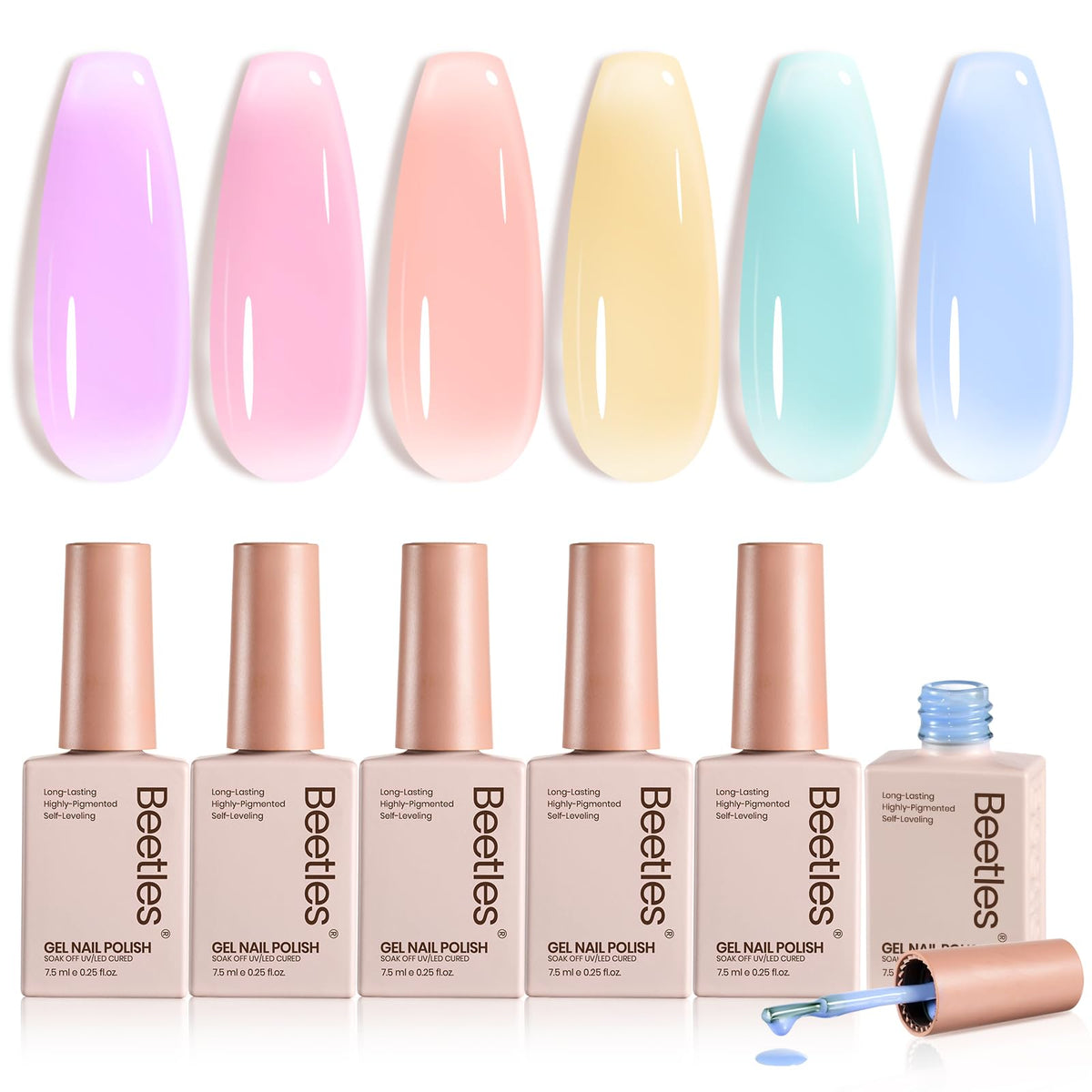 Beetles Pastel Gel Nail Polish Set packshot: palette rafraîchissante pour ongles élégants.