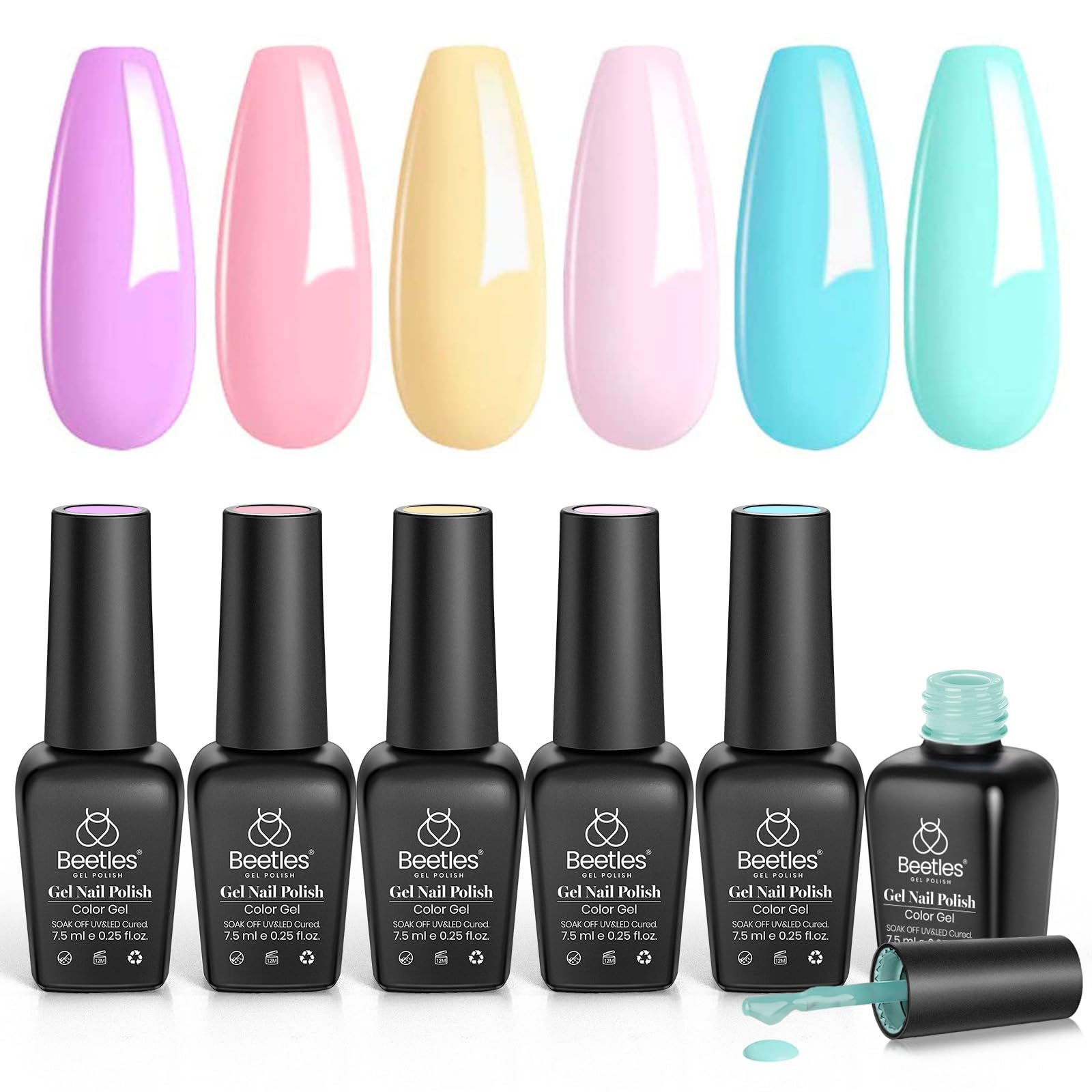 Coffret Beetles Pastel Gel Polish, cadeau élégant pour les nails art