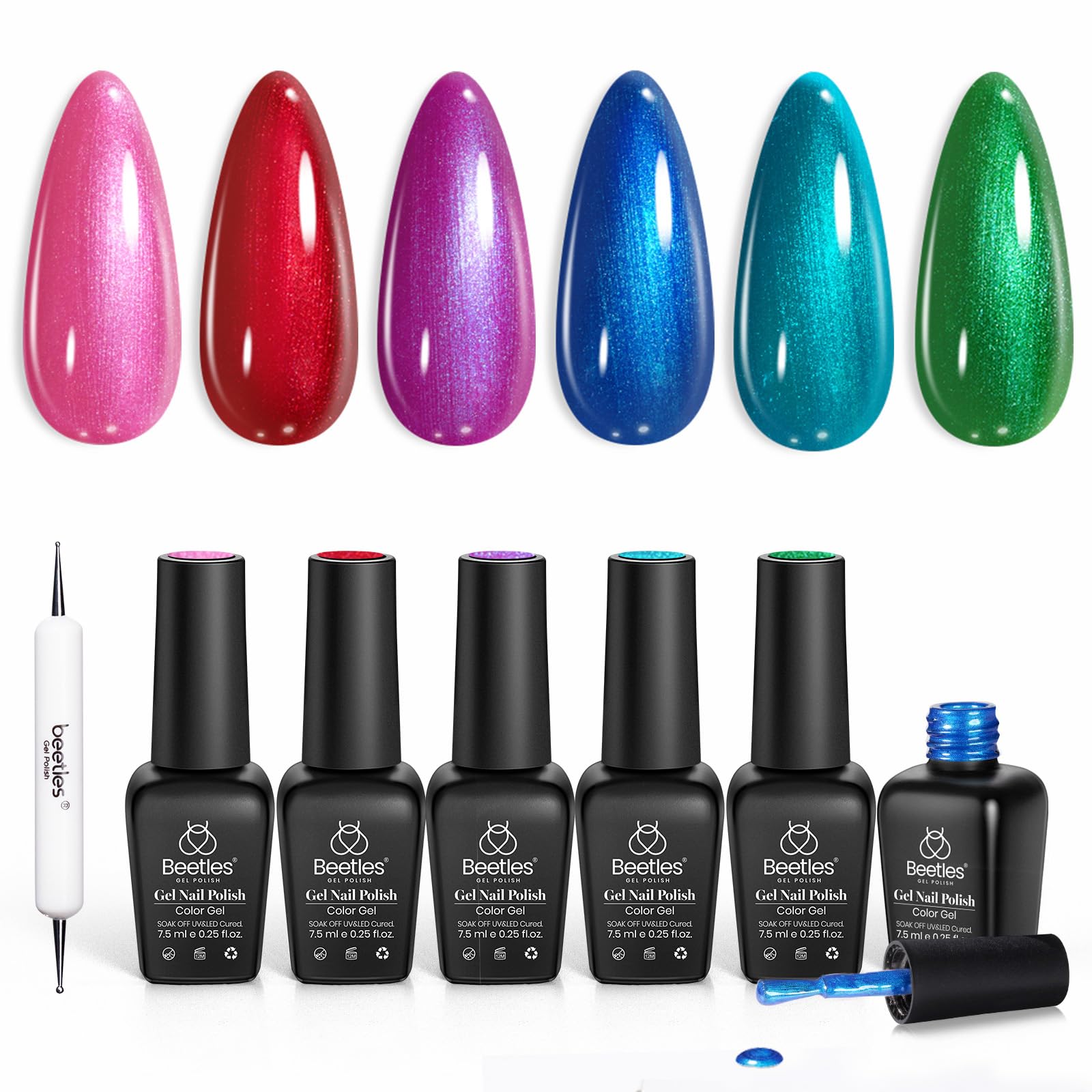 Beetles Pearl Gel vernis rose rayures : fini brillant et texture unique sur ongles