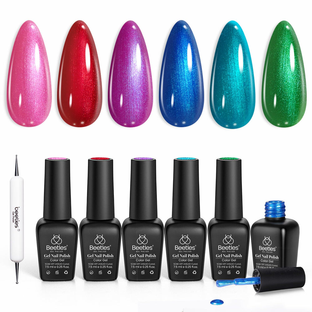 Beetles Pearl Gel vernis rose rayures : fini brillant et texture unique sur ongles