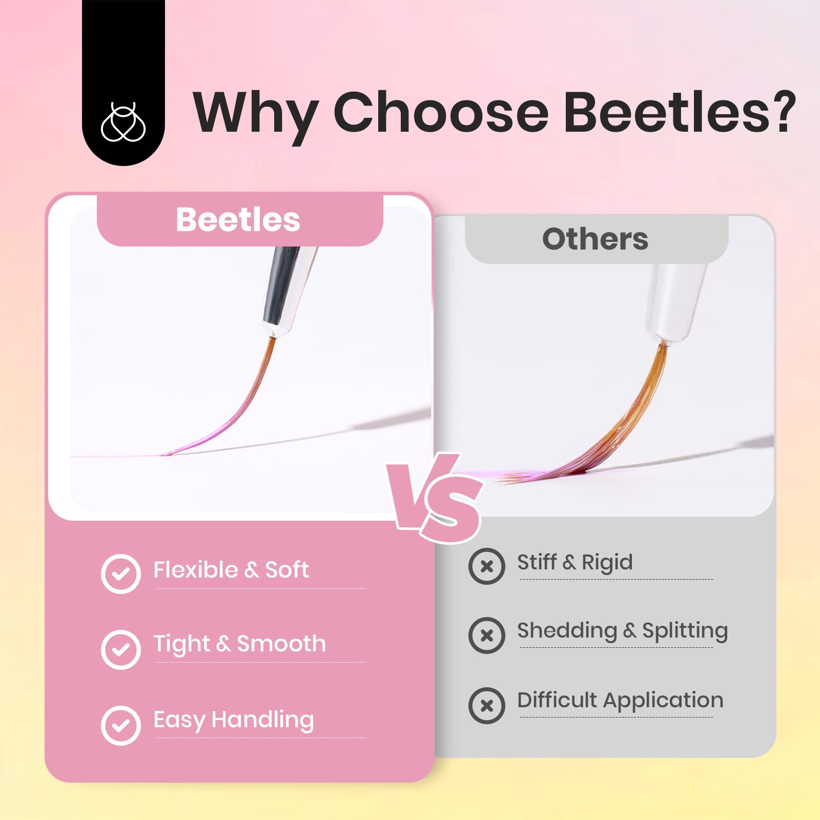 Beetles pinceau degrade: transitions de couleur harmonieuses.